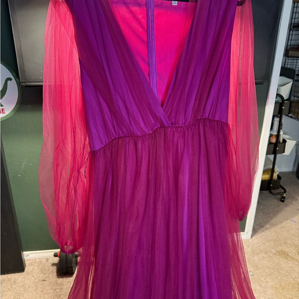 Vibrant Magenta Pink Tulle Dress